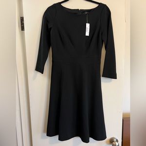 NEW Jcrew boatneck black 3/4 sleeve A-line dress.